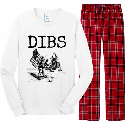 Dibs Flag On Moon Astronaut Funny Space Long Sleeve Pajama Set