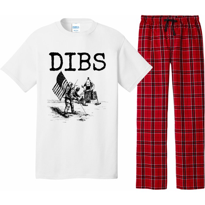 Dibs Flag On Moon Astronaut Funny Space Pajama Set