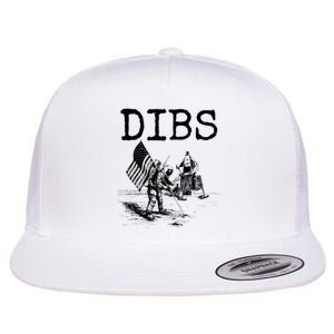 Dibs Flag On Moon Astronaut Funny Space Flat Bill Trucker Hat