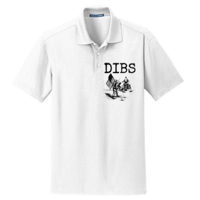 Dibs Flag On Moon Astronaut Funny Space Dry Zone Grid Polo