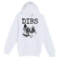 Dibs Flag On Moon Astronaut Funny Space Premium Pullover Hoodie