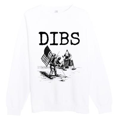 Dibs Flag On Moon Astronaut Funny Space Premium Crewneck Sweatshirt