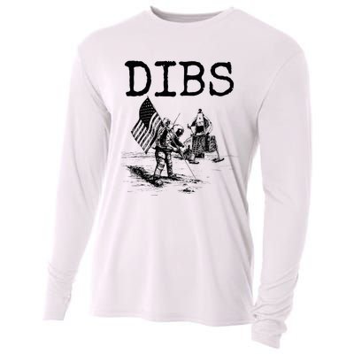 Dibs Flag On Moon Astronaut Funny Space Cooling Performance Long Sleeve Crew