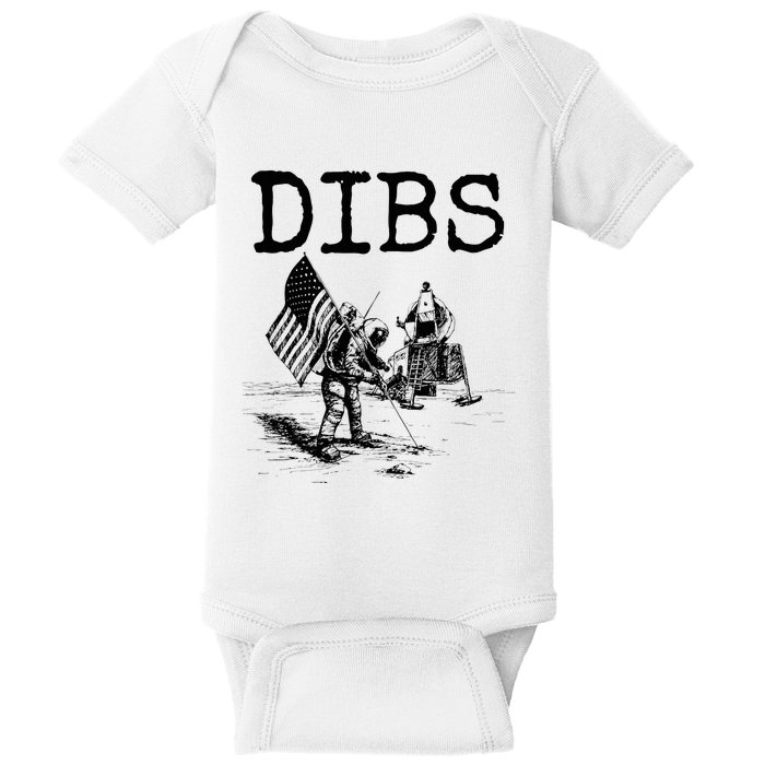 Dibs Flag On Moon Astronaut Funny Space Baby Bodysuit