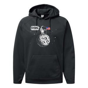 Dibs Flag On Moon Astronaut Space Performance Fleece Hoodie