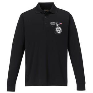 Dibs Flag On Moon Astronaut Space Performance Long Sleeve Polo