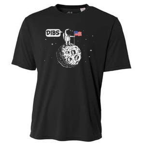 Dibs Flag On Moon Astronaut Space Cooling Performance Crew T-Shirt