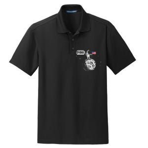 Dibs Flag On Moon Astronaut Space Dry Zone Grid Polo