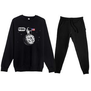 Dibs Flag On Moon Astronaut Space Premium Crewneck Sweatsuit Set