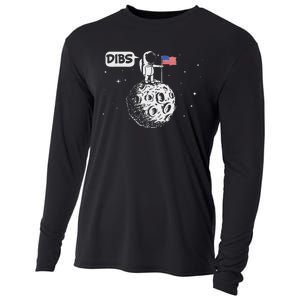 Dibs Flag On Moon Astronaut Space Cooling Performance Long Sleeve Crew