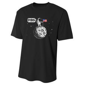 Dibs Flag On Moon Astronaut Space Performance Sprint T-Shirt