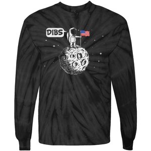 Dibs Flag On Moon Astronaut Space Tie-Dye Long Sleeve Shirt