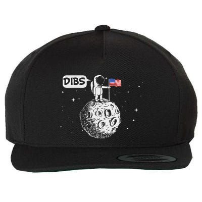 Dibs Flag On Moon Astronaut Space Wool Snapback Cap