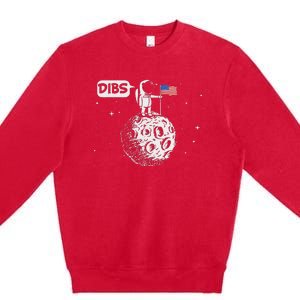 Dibs Flag On Moon Astronaut Space Premium Crewneck Sweatshirt