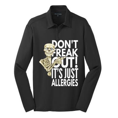 Don't Freak Out! It's Just Allergies By Yoray Gift Silk Touch Performance Long Sleeve Polo