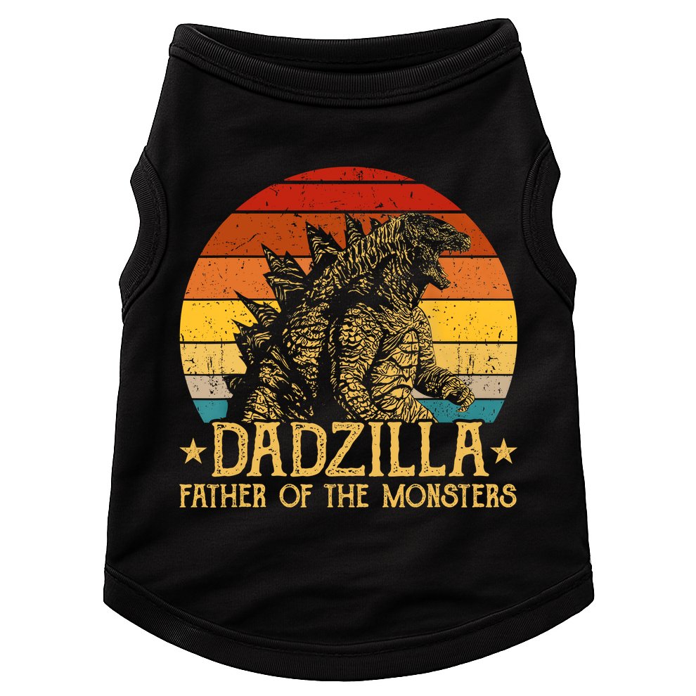 Dadzilla Father Of The Monsters Retro Vintage Sunset Doggie Tank