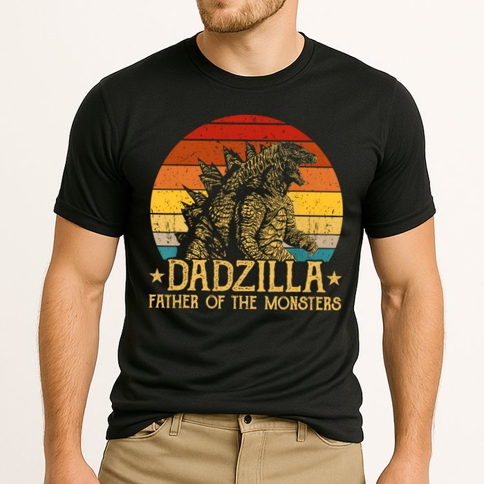 Dadzilla Father Of The Monsters Retro Vintage Sunset Performance Shirt