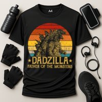 Dadzilla Father Of The Monsters Retro Vintage Sunset Performance Shirt