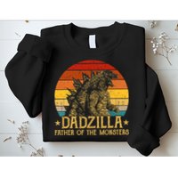 Dadzilla Father Of The Monsters Retro Vintage Sunset Sweatshirt