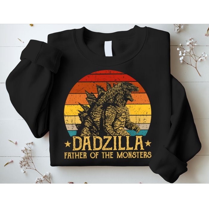 Dadzilla Father Of The Monsters Retro Vintage Sunset Sweatshirt