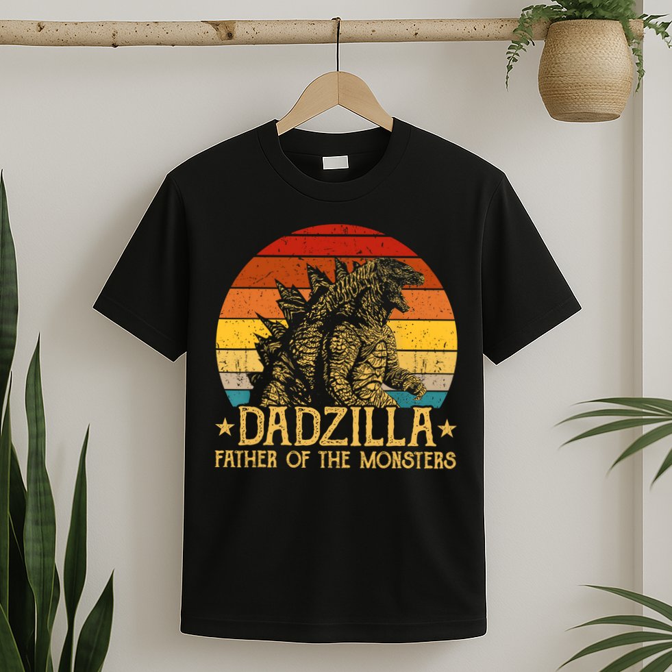 Dadzilla Father Of The Monsters Retro Vintage Sunset T-Shirt