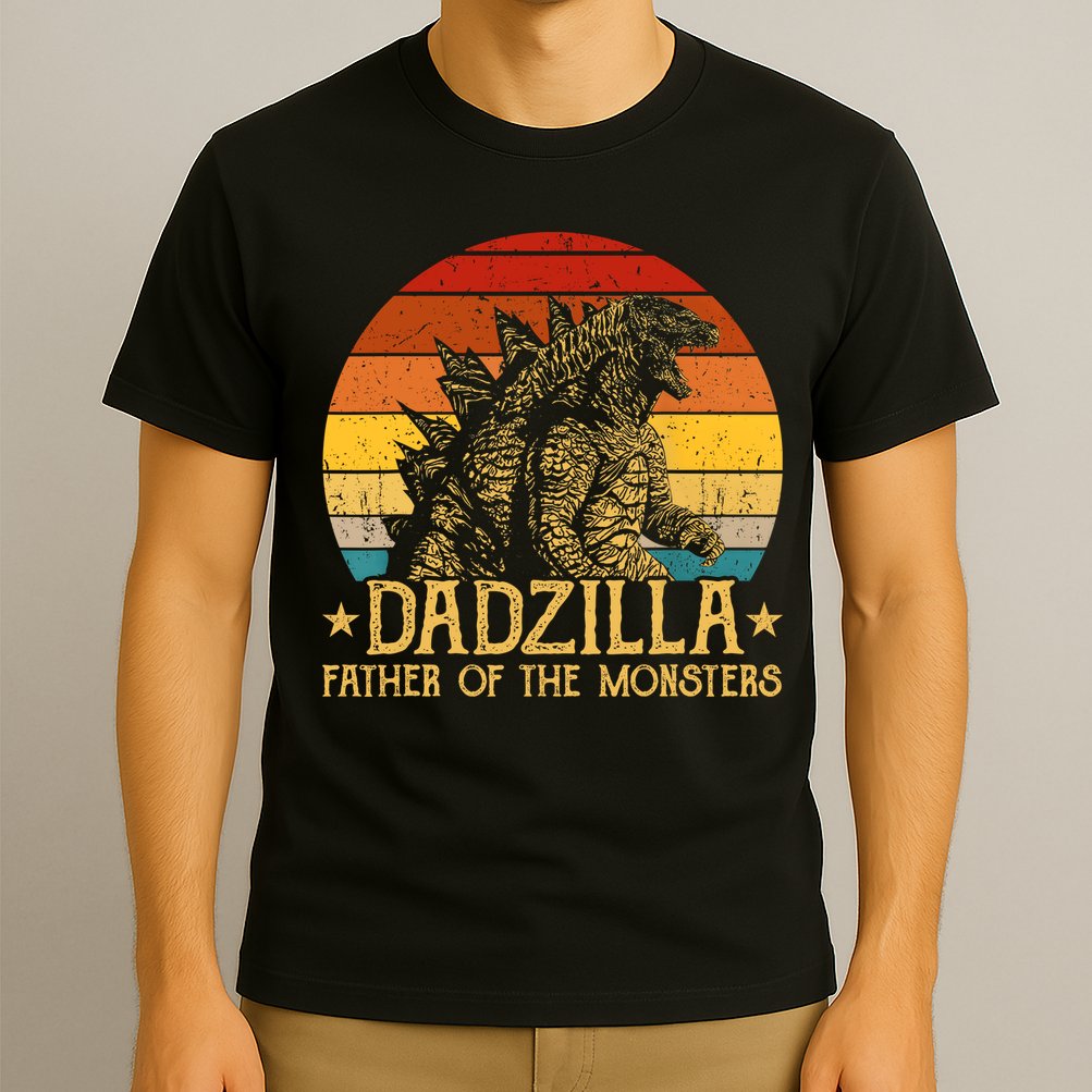 Dadzilla Father Of The Monsters Retro Vintage Sunset T-Shirt