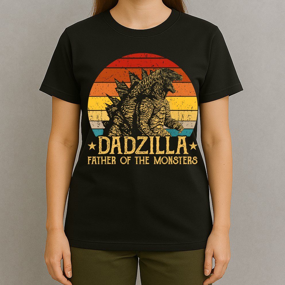 Dadzilla Father Of The Monsters Retro Vintage Sunset T-Shirt