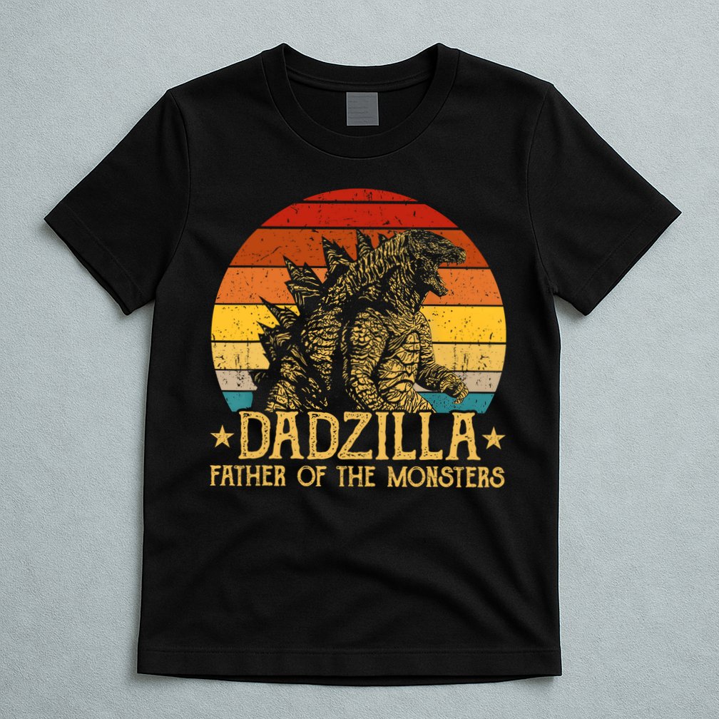 Dadzilla Father Of The Monsters Retro Vintage Sunset T-Shirt