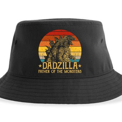 Dadzilla Father Of The Monsters Retro Vintage Sunset Sustainable Bucket Hat