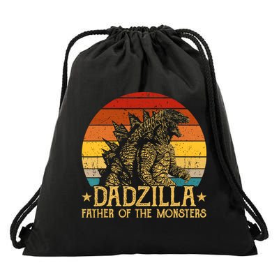 Dadzilla Father Of The Monsters Retro Vintage Sunset Drawstring Bag