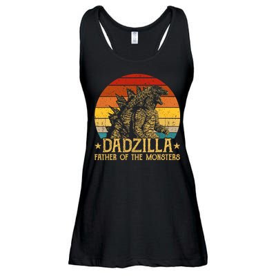Dadzilla Father Of The Monsters Retro Vintage Sunset Ladies Essential Flowy Tank
