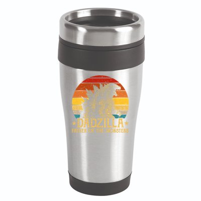 Dadzilla Father Of The Monsters Retro Vintage Sunset 16oz Travel Tumbler