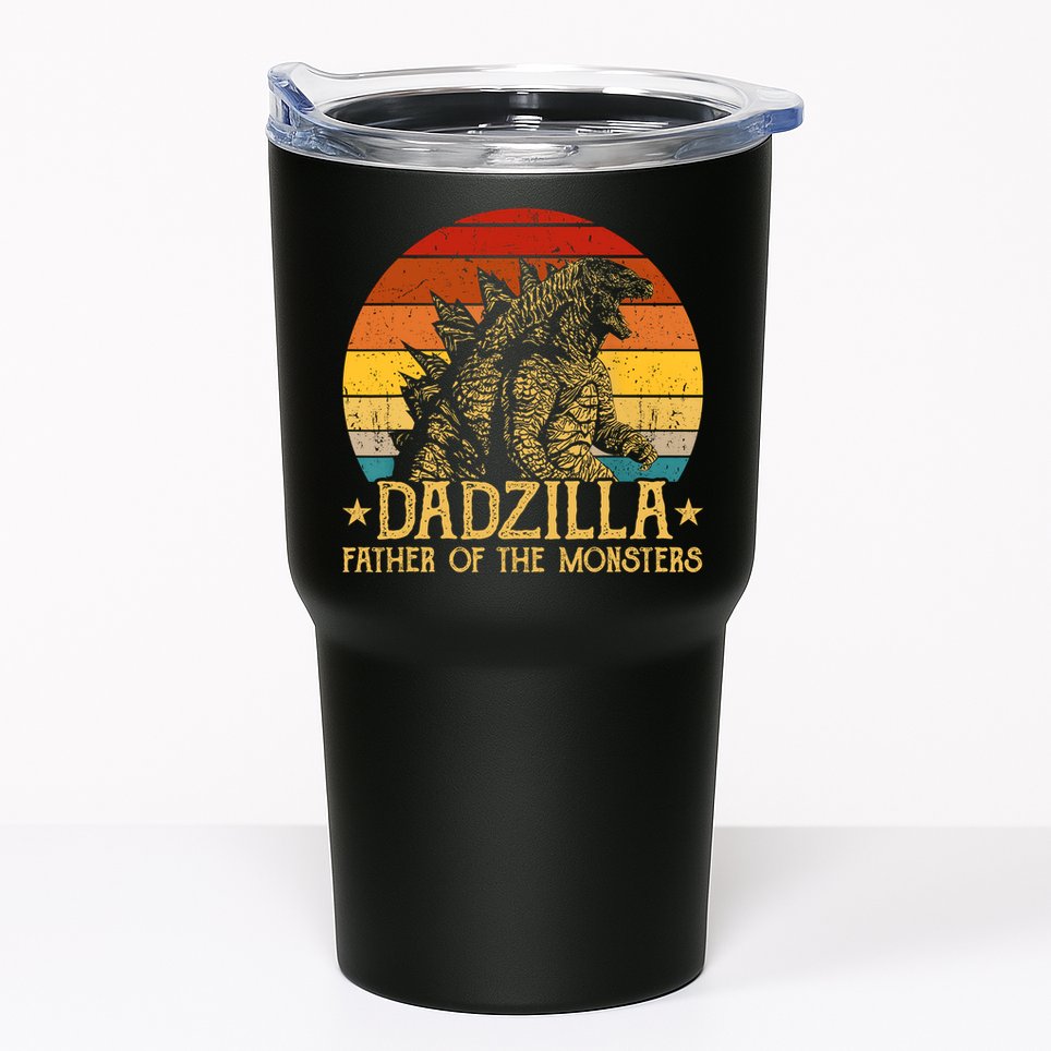Dadzilla Father Of The Monsters Retro Vintage Sunset Tumbler