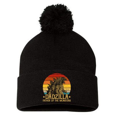 Dadzilla Father Of The Monsters Retro Vintage Sunset Pom Pom 12in Knit Beanie