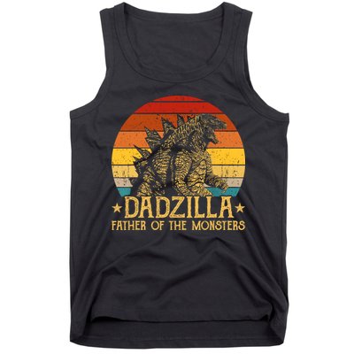Dadzilla Father Of The Monsters Retro Vintage Sunset Tank Top