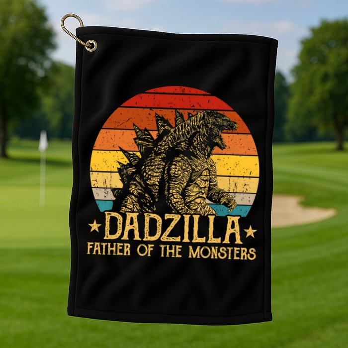 Dadzilla Father Of The Monsters Retro Vintage Sunset Golf Towel