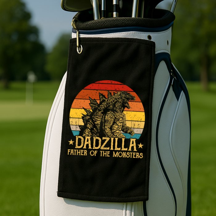 Dadzilla Father Of The Monsters Retro Vintage Sunset Golf Towel