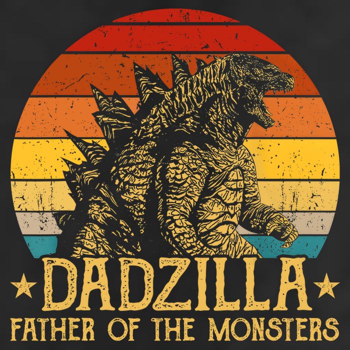 Dadzilla Father Of The Monsters Retro Vintage Sunset Golf Towel