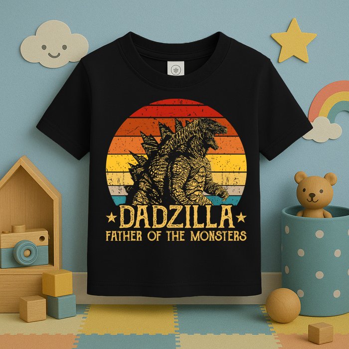 Dadzilla Father Of The Monsters Retro Vintage Sunset Toddler T-Shirt