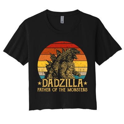 Dadzilla Father Of The Monsters Retro Vintage Sunset Crop Top