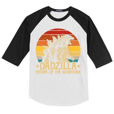 Dadzilla Father Of The Monsters Retro Vintage Sunset Kids Colorblock Raglan Jersey