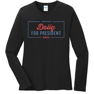 Dolly For President 2024 Retro Ladies Long Sleeve Shirt