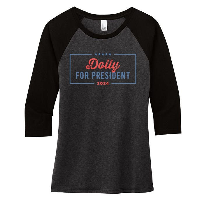 Dolly For President 2024 Retro Women's Tri-Blend 3/4-Sleeve Raglan Shirt