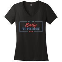 Dolly For President 2024 Retro Women's V-Neck T-Shirt