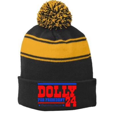 Dolly For President Stripe Pom Pom Beanie