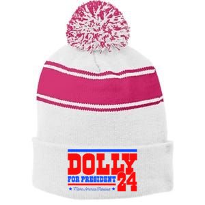 Dolly For President Stripe Pom Pom Beanie