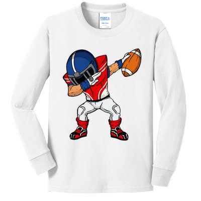 Dabbing Football Player American Football Season Dab Dance Kids Long Sleeve Shirt