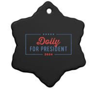 Dolly For President 2024 Retro Dolly Ceramic Star Ornament