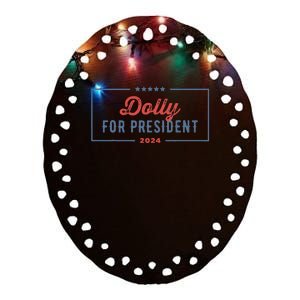 Dolly For President 2024 Retro Dolly Ceramic Oval Ornament