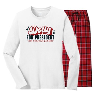 Dolly For President Women's Long Sleeve Flannel Pajama Set 